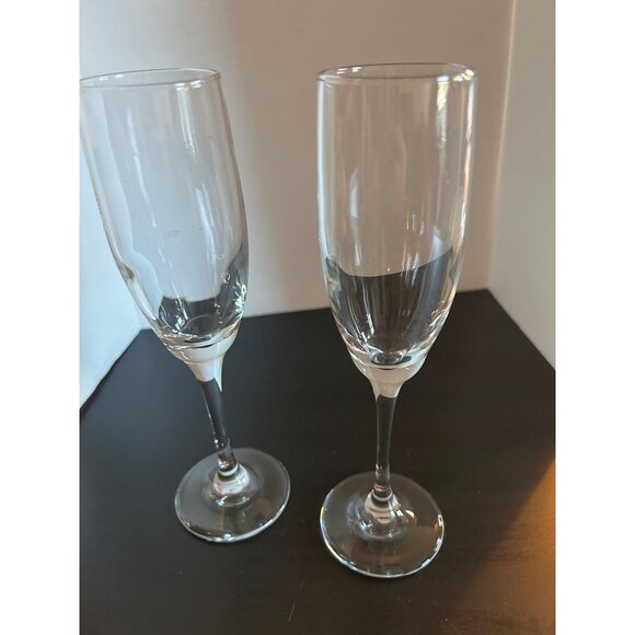Champagne Flutes Tall Set Of 2 Elegant Clear Glass Champagne Flutes Glasses - Picture 5 of 6
